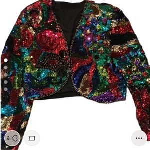 Rare 80s Vintage Heavily Beaded & Sequin Bolero Jacket